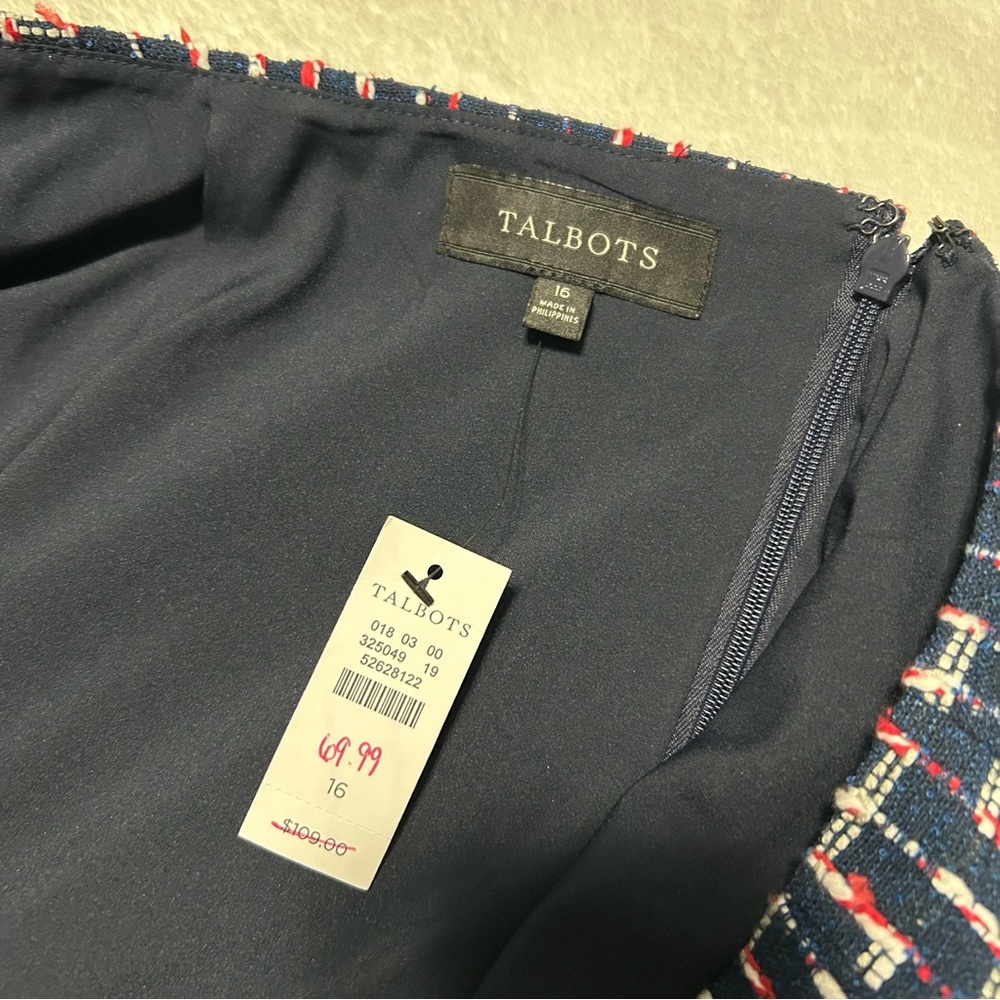 NWT Talbots size 16 tweed wrap style pencil skirt fringe hem business casual - Picture 8 of 10